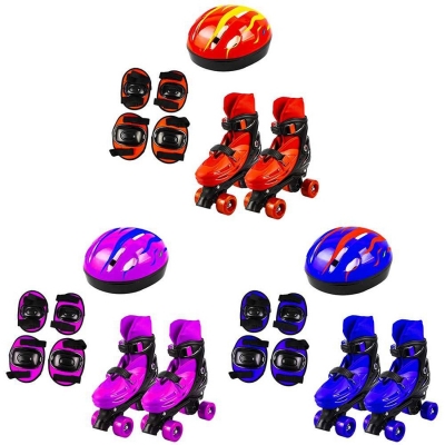 Set patine cu rotile, casca, cotiere si genunchiere, marime L (39-43), diverse culori